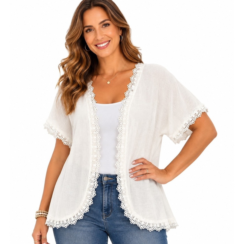 Parisian Lace Short Kimono Large Cotton Festival Lightweight Cover Up Girly